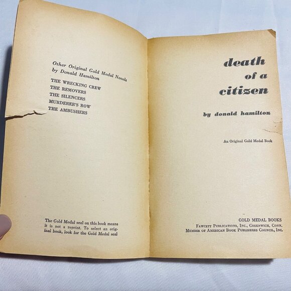 Death Of A Citizen By Donald Hamilton Paperback 1960 Book - Picture 5 of 7